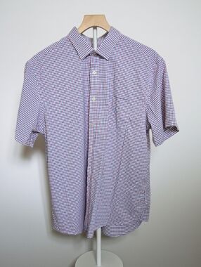 UNTUCKit Short-Sleeve Checked Button-Down Shirt - Blue & Red Mens XL